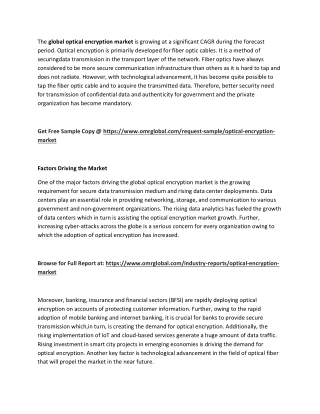 Global Optical Encryption Market  Growth, Size, Share and Industry Report to 2019-2025
