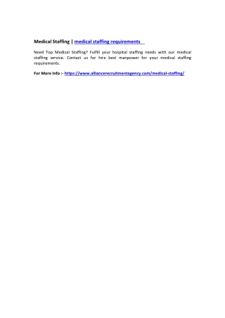 Medical Staffing | medical staffing requirements
