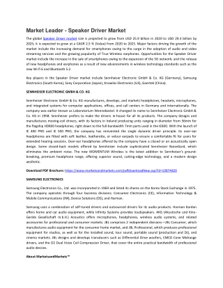 Speaker Driver Market by Device Type, Driver Type, Size, Application  | COVID-19 Impact Analysis