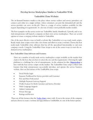 Develop Service Marketplace Similar to Taskrabbit With Taskrabbit Clone Website