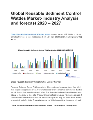 Global Reusable Sediment Control Wattles Market- Industry Analysis and forecast 2020 – 2027