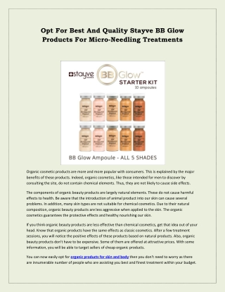 Opt for best and quality Stayve BB Glow products for Micro-needling treatments