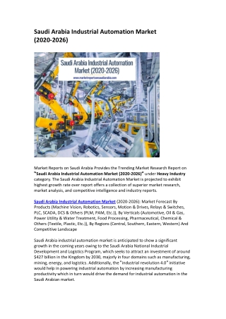 Saudi Arabia Industrial Automation Market (2020-2026)