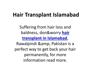 Hair Transplant Islamabad