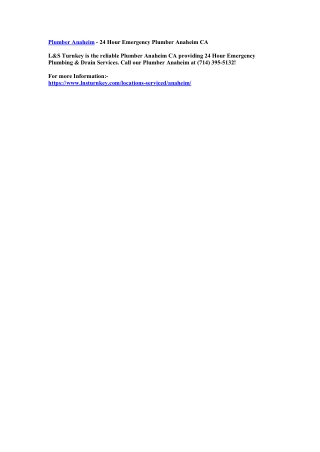 Plumber Anaheim - 24 Hour Emergency Plumber Anaheim CA