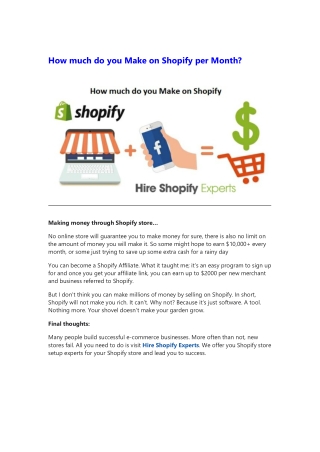 How much do you Make on Shopify per Month?
