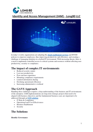 Identity and Access Management (IAM) - Long80 LLC