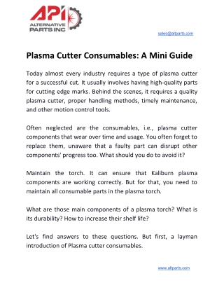 Plasma Cutter Consumables: A Mini Guide