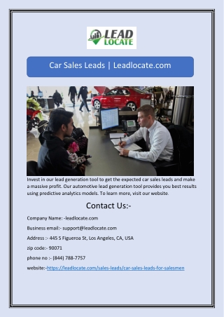 Car Sales Leads | Leadlocate.com