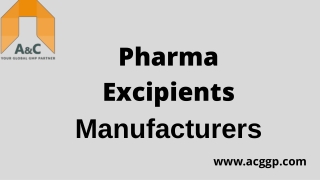 Pharma Excipients Manufacturers