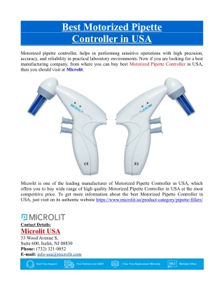 Best Motorized Pipette Controller in USA