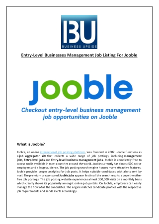 Entry-Level Businesses Management Job Listing For Jooble