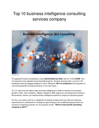 Top 10 business intelligence consulting company