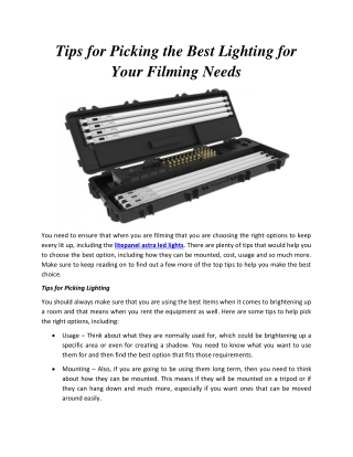 How to Pick Best Lighting for your Filming Needs