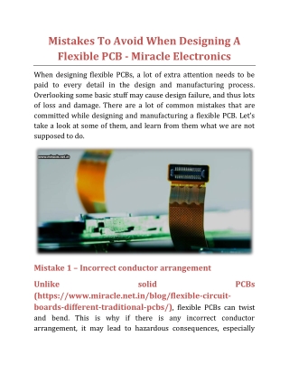 Mistakes To Avoid When Designing A Flexible PCB - Miracle Electronics