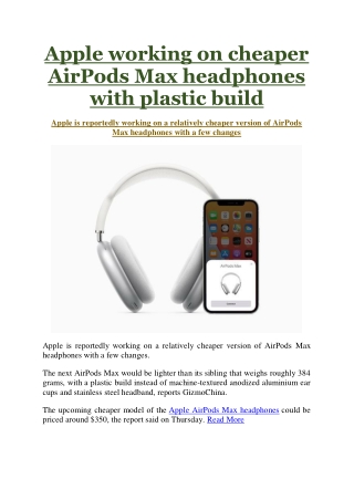 Apple working on cheaper AirPods Max headphones with plastic build