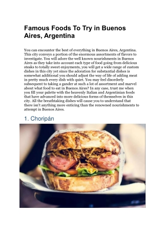 Famous Foods To Try in Buenos Aires