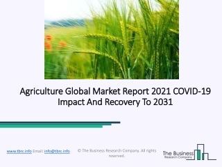 Agriculture Market Size, Demand, Growth, Analysis and Forecast to 2031