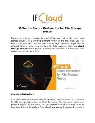 iFCloud – Secure Destination for File Storage Needs