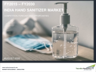 India hand sanitizer market is projected to surpass USD 280.10 million by 2030