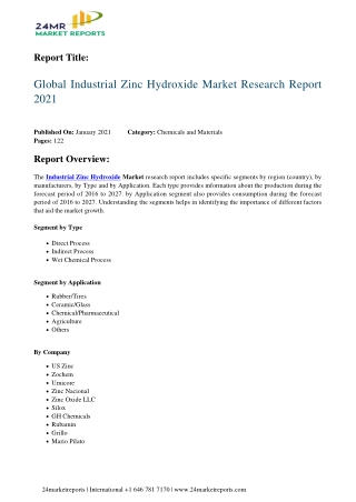 Industrial Zinc Hydroxide Market Research Report 2021