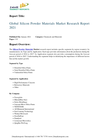 Silicon Powder Materials Market Research Report 2021