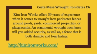 Costa Mesa Wrought Iron Gates CA