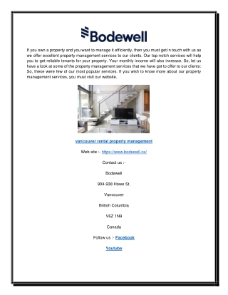 Vancouver Rental Property Management | Bodewell