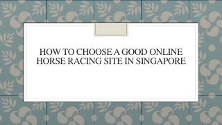 How To Choose A Good Online Horse Racing Site In Singapore