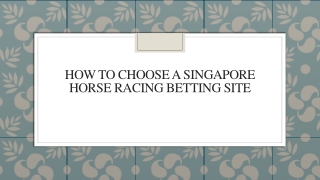 How To Choose A Singapore Horse Racing Betting Site