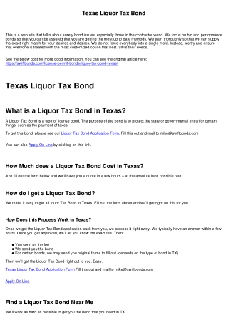 Texas Liquor Tax Bond