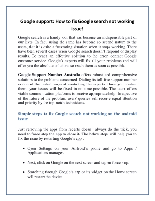 Google support: How to fix Google search not working issue!