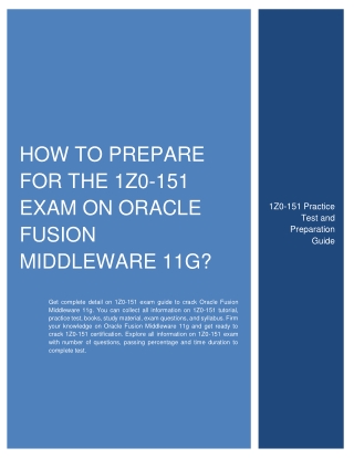 How to prepare for the 1Z0-151 Exam on Oracle Fusion Middleware 11g?