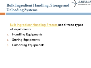Bulk Ingredients Handling Systems | Process Systems - Barnummech USA