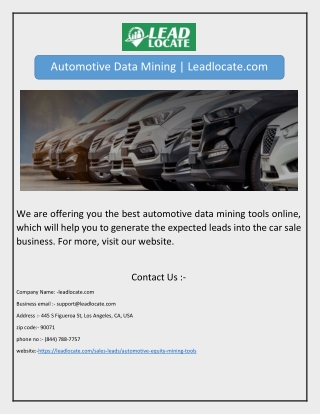 Automotive Data Mining | Leadlocate.com