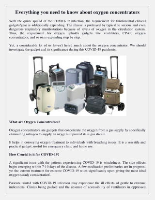 Everything you need to know about oxygen concentrators