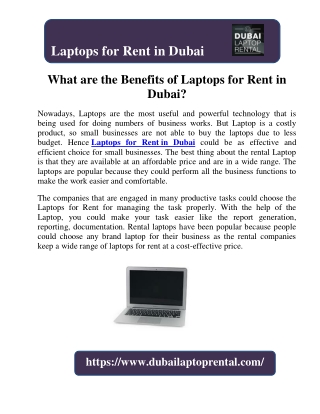 What are the Benefits of Laptops for Rent in Dubai?