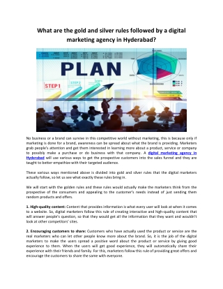 What are the gold and silver rules followed by a digital marketing agency in Hyderabad?