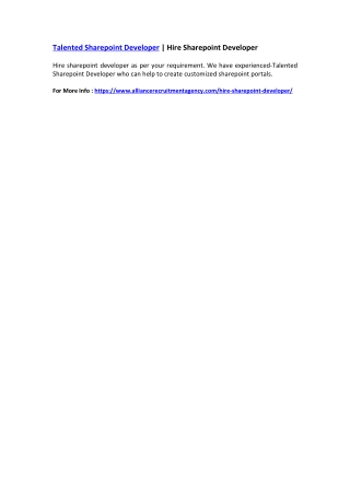 Talented Sharepoint Developer | Hire Sharepoint Developer