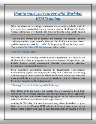 How to start your career with Workday HCM Training