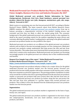 Medicated Personal Care Products Market Key Players, Share Analysis, Future Insights, Business Overview and Industry Dyn