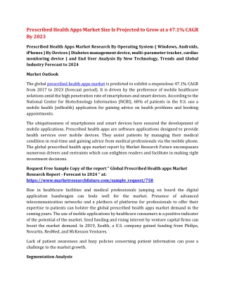 Prescribed Health Apps Market Size Is Projected to Grow at a 47.1% CAGR By 2023