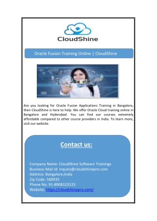 Oracle Fusion Training Online | CloudShine