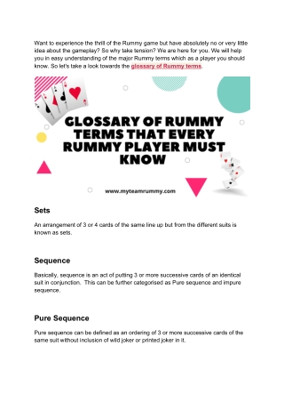 Glossary of Rummy terms that every Rummy player must know