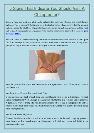 5 Signs That Indicate You Should Visit A Chiropractor?