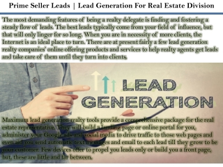 Prime Seller Leads Reviews - Lead Generation for Real Estate Division