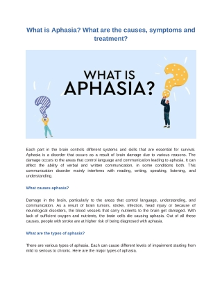 What is Aphasia? | Causes and Treatment | Vikram ENT Hospital