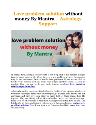 Love problem solution without money By Mantra