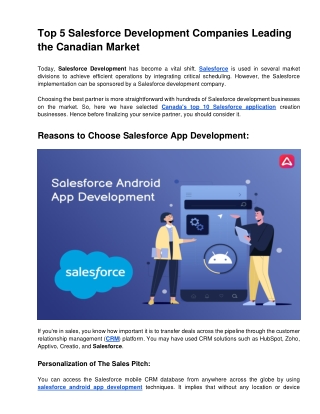 Top 5 Salesforce Development Companies Leading The Canadian Market