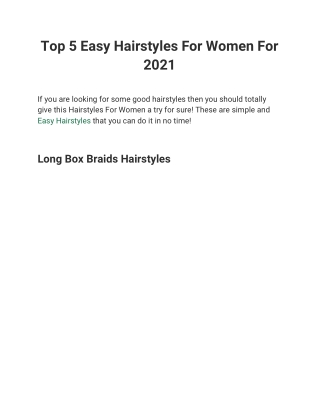 Top 5 Easy Hairstyles For Women For 2021